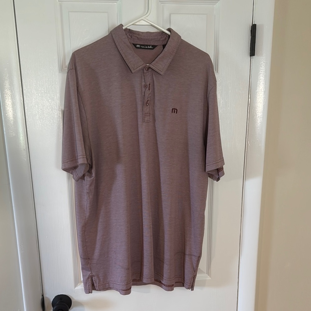 Travis Mathew Purple Polo Shirt Short-Sleeved Cotton Blend